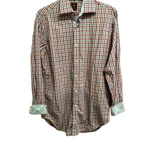 Tailorbyrd Men Long Sleeve Button Up Shirt Large Tall LT Red White Blue Check
